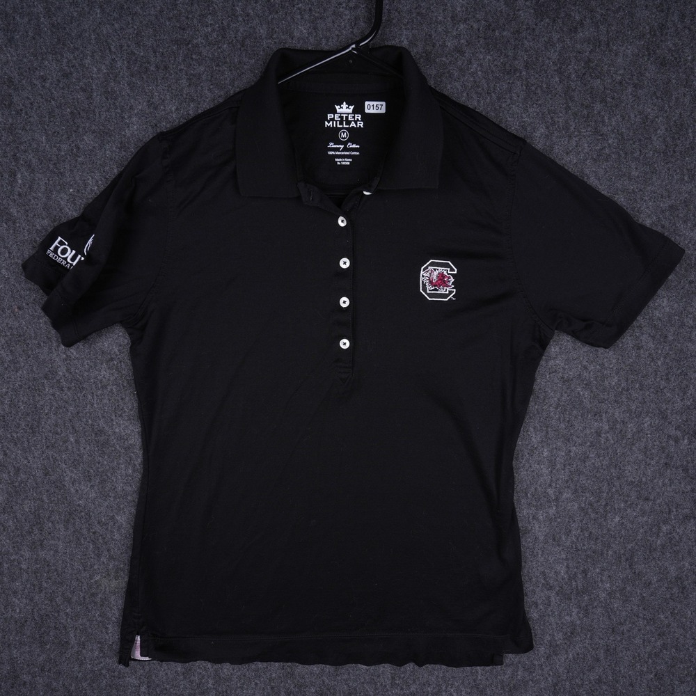 Peter Millar South Carolina Gamecocks Polo Women Size M Black Excellent Cotton